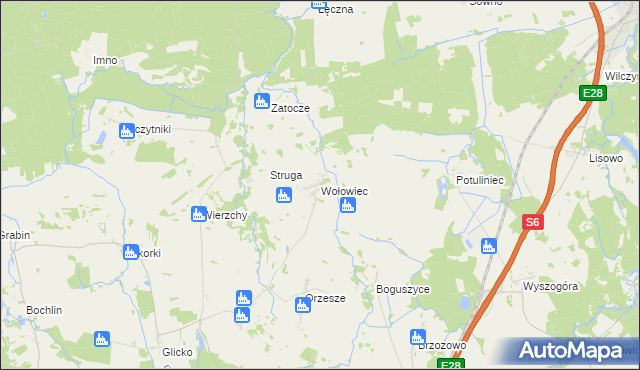 mapa Wołowiec gmina Nowogard, Wołowiec gmina Nowogard na mapie Targeo