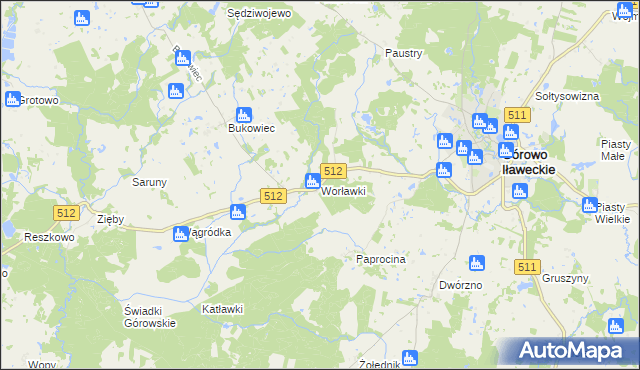 mapa Worławki gmina Górowo Iławeckie, Worławki gmina Górowo Iławeckie na mapie Targeo