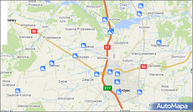 mapa Worów, Worów na mapie Targeo
