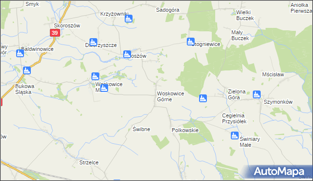 mapa Woskowice Górne, Woskowice Górne na mapie Targeo