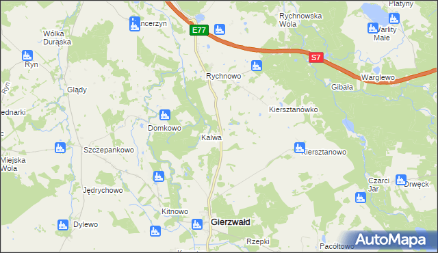 mapa Wróble gmina Grunwald, Wróble gmina Grunwald na mapie Targeo