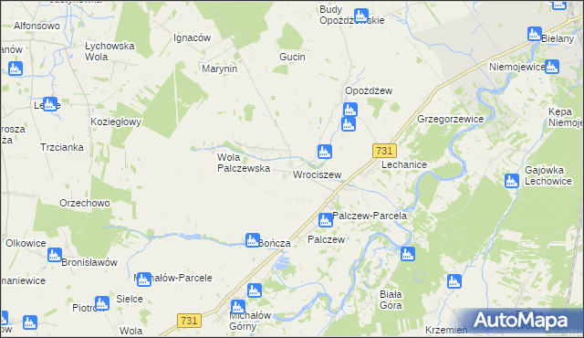 mapa Wrociszew, Wrociszew na mapie Targeo