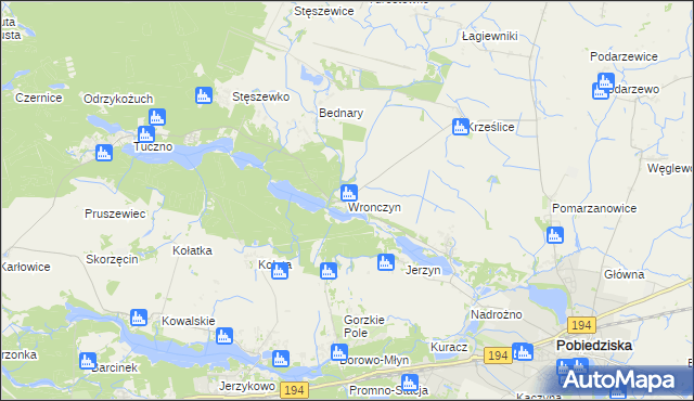 mapa Wronczyn gmina Pobiedziska, Wronczyn gmina Pobiedziska na mapie Targeo