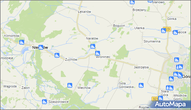 mapa Wroniniec, Wroniniec na mapie Targeo
