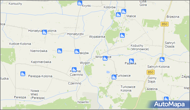 mapa Wronowice gmina Werbkowice, Wronowice gmina Werbkowice na mapie Targeo