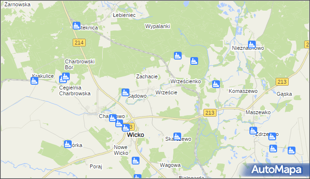 mapa Wrzeście gmina Wicko, Wrzeście gmina Wicko na mapie Targeo