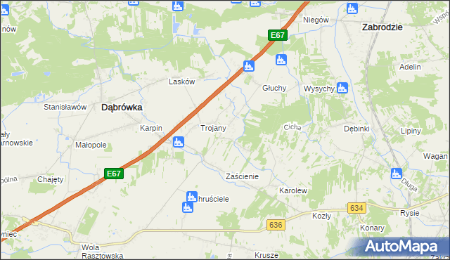 mapa Wszebory gmina Dąbrówka, Wszebory gmina Dąbrówka na mapie Targeo