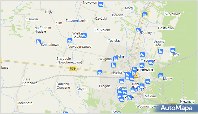 mapa Wygoda gmina Hajnówka, Wygoda gmina Hajnówka na mapie Targeo