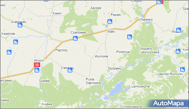 mapa Wymokłe, Wymokłe na mapie Targeo