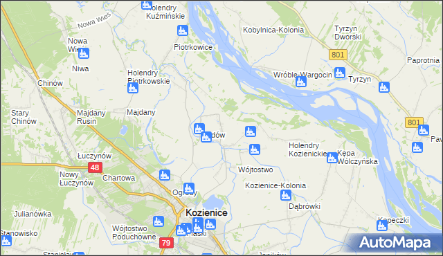 mapa Wymysłów gmina Kozienice, Wymysłów gmina Kozienice na mapie Targeo