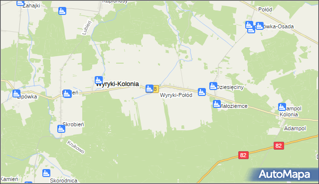 mapa Wyryki-Połód, Wyryki-Połód na mapie Targeo