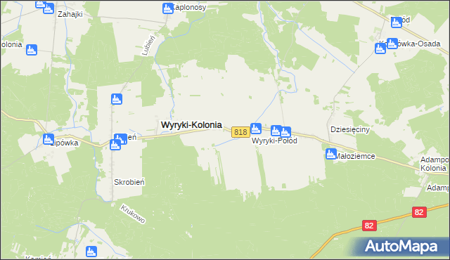 mapa Wyryki-Wola, Wyryki-Wola na mapie Targeo