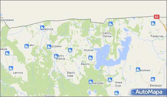 mapa Wyskok gmina Srokowo, Wyskok gmina Srokowo na mapie Targeo