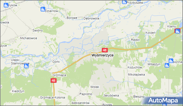 mapa Wyśmierzyce, Wyśmierzyce na mapie Targeo