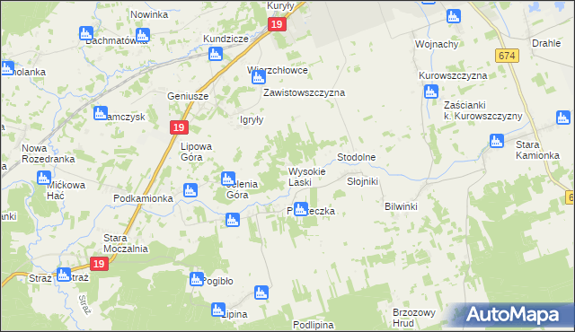 mapa Wysokie Laski, Wysokie Laski na mapie Targeo