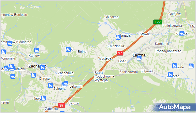 mapa Występa, Występa na mapie Targeo