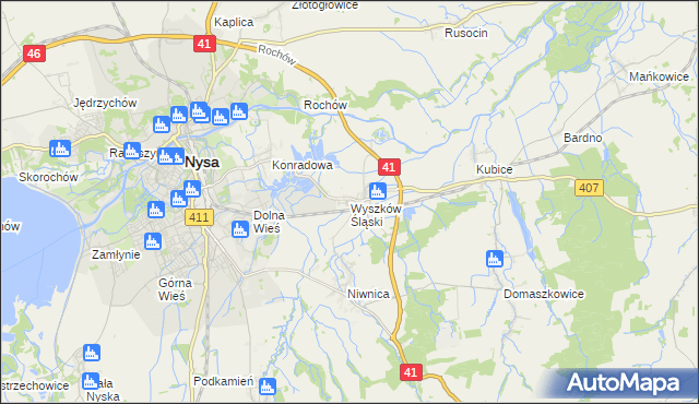 mapa Wyszków Śląski, Wyszków Śląski na mapie Targeo