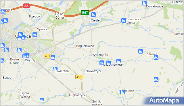 mapa Wyszogród gmina Oleśnica, Wyszogród gmina Oleśnica na mapie Targeo