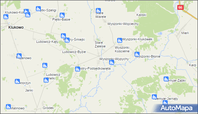 mapa Wyszonki-Wypychy, Wyszonki-Wypychy na mapie Targeo