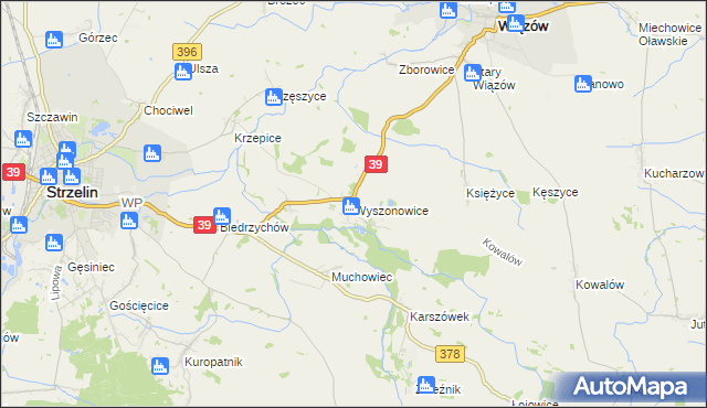 mapa Wyszonowice, Wyszonowice na mapie Targeo