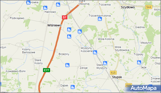 mapa Wyszyny Kościelne, Wyszyny Kościelne na mapie Targeo