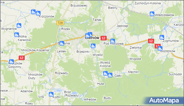mapa Wywóz, Wywóz na mapie Targeo