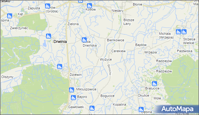mapa Wyżyce, Wyżyce na mapie Targeo