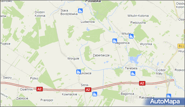 mapa Zaberbecze, Zaberbecze na mapie Targeo