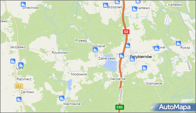 mapa Zabierzewo, Zabierzewo na mapie Targeo