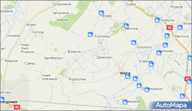 mapa Zabierzów gmina Walce, Zabierzów gmina Walce na mapie Targeo