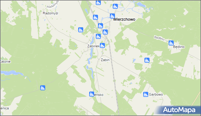 mapa Żabin gmina Wierzchowo, Żabin gmina Wierzchowo na mapie Targeo