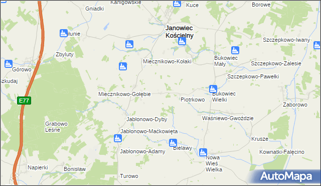 mapa Żabino-Arguły, Żabino-Arguły na mapie Targeo