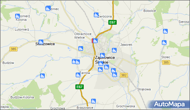 mapa Ząbkowice Śląskie, Ząbkowice Śląskie na mapie Targeo