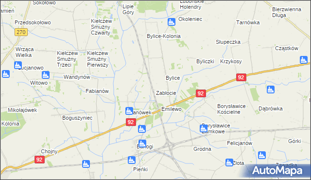 mapa Zabłocie gmina Grzegorzew, Zabłocie gmina Grzegorzew na mapie Targeo