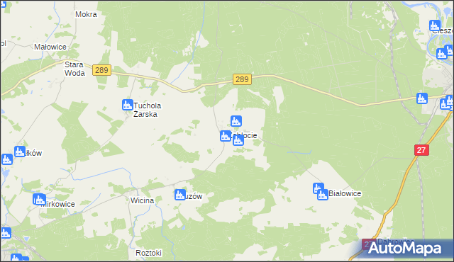 mapa Zabłocie gmina Jasień, Zabłocie gmina Jasień na mapie Targeo