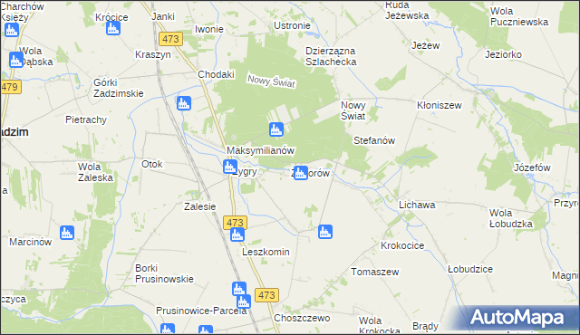 mapa Zaborów gmina Zadzim, Zaborów gmina Zadzim na mapie Targeo