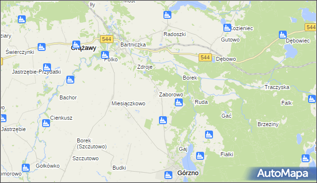 mapa Zaborowo gmina Górzno, Zaborowo gmina Górzno na mapie Targeo