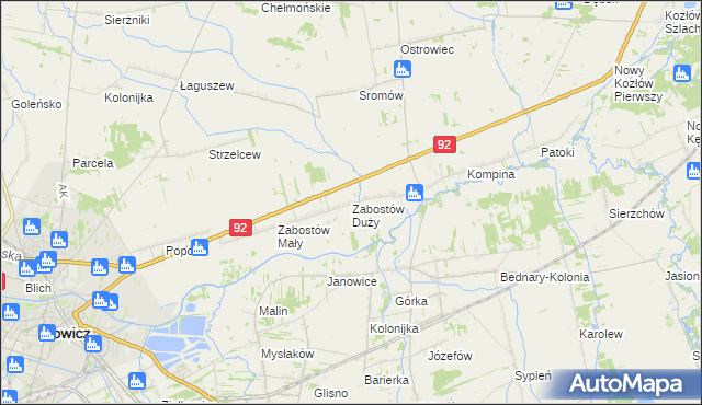 mapa Zabostów Duży, Zabostów Duży na mapie Targeo