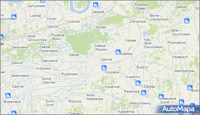 mapa Zabrnie gmina Wadowice Górne, Zabrnie gmina Wadowice Górne na mapie Targeo