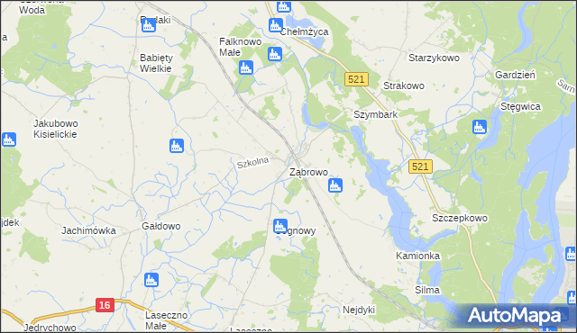 mapa Ząbrowo gmina Iława, Ząbrowo gmina Iława na mapie Targeo