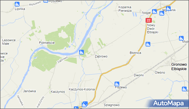 mapa Ząbrowo gmina Stare Pole, Ząbrowo gmina Stare Pole na mapie Targeo