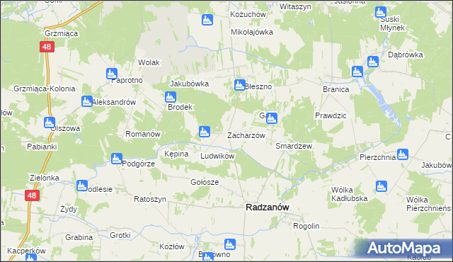 mapa Zacharzów, Zacharzów na mapie Targeo