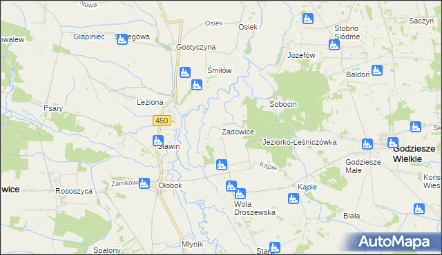 mapa Zadowice, Zadowice na mapie Targeo
