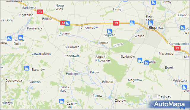mapa Zagaje Kikowskie, Zagaje Kikowskie na mapie Targeo