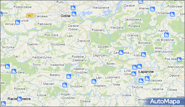 mapa Zagórzany gmina Gdów, Zagórzany gmina Gdów na mapie Targeo