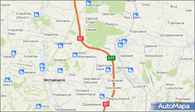 mapa Zagórzyce Dworskie, Zagórzyce Dworskie na mapie Targeo