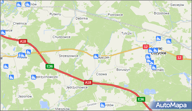 mapa Zajączek gmina Lipinki Łużyckie, Zajączek gmina Lipinki Łużyckie na mapie Targeo