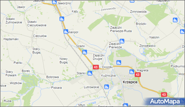 mapa Zajączki Drugie, Zajączki Drugie na mapie Targeo