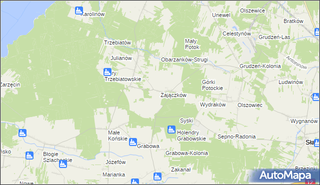 mapa Zajączków gmina Mniszków, Zajączków gmina Mniszków na mapie Targeo
