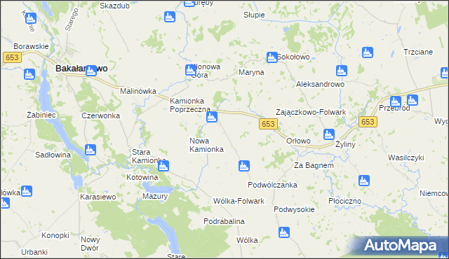 mapa Zajączkowo gmina Bakałarzewo, Zajączkowo gmina Bakałarzewo na mapie Targeo